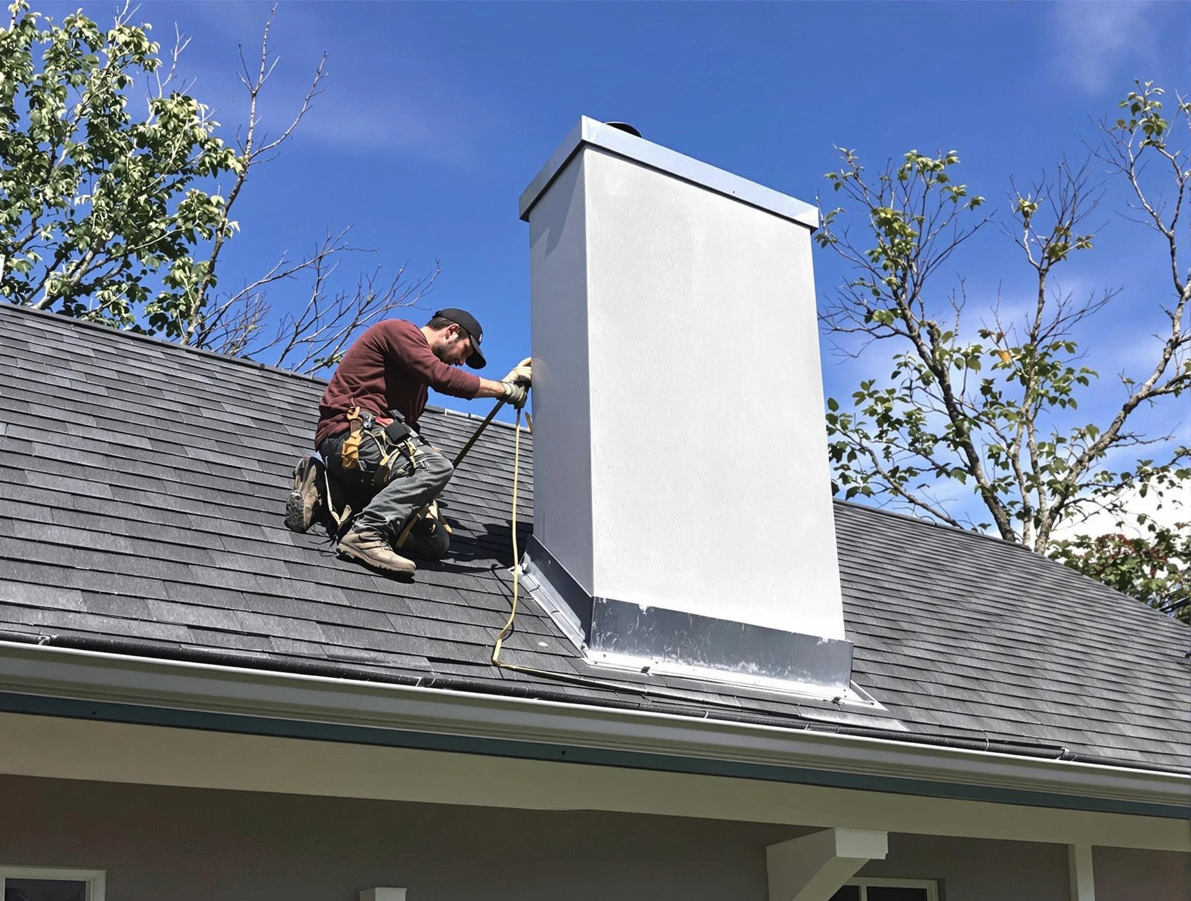 South Plainfield Chimney Sweep team member finishing chimney construction in South Plainfield, NJ