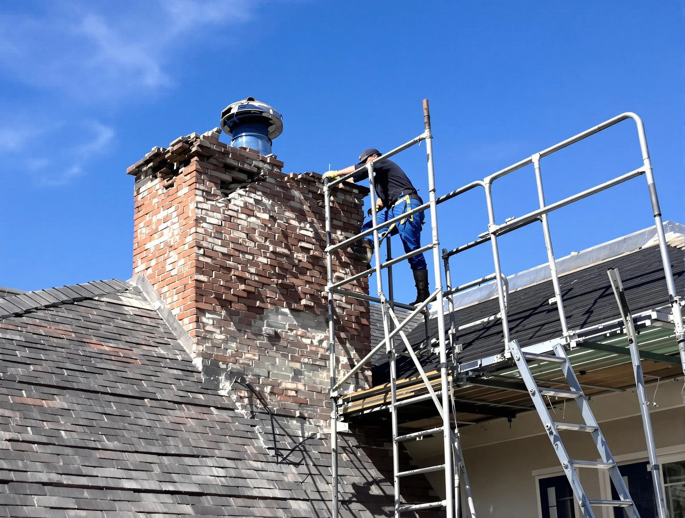 Rebuilding a chimney structure by South Plainfield Chimney Sweep in South Plainfield, NJ