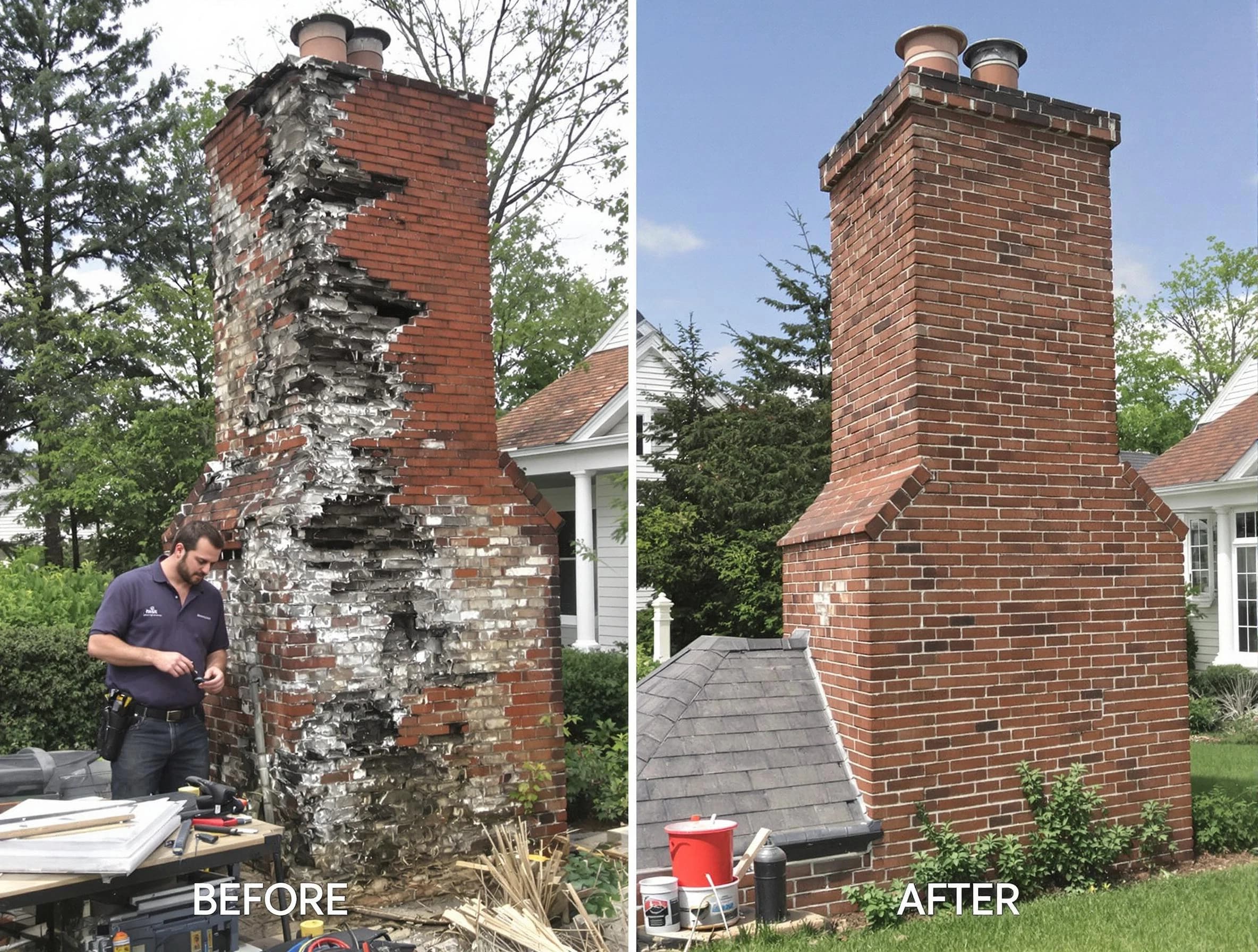 South Plainfield Chimney Sweep performing a full chimney restoration in South Plainfield, NJ