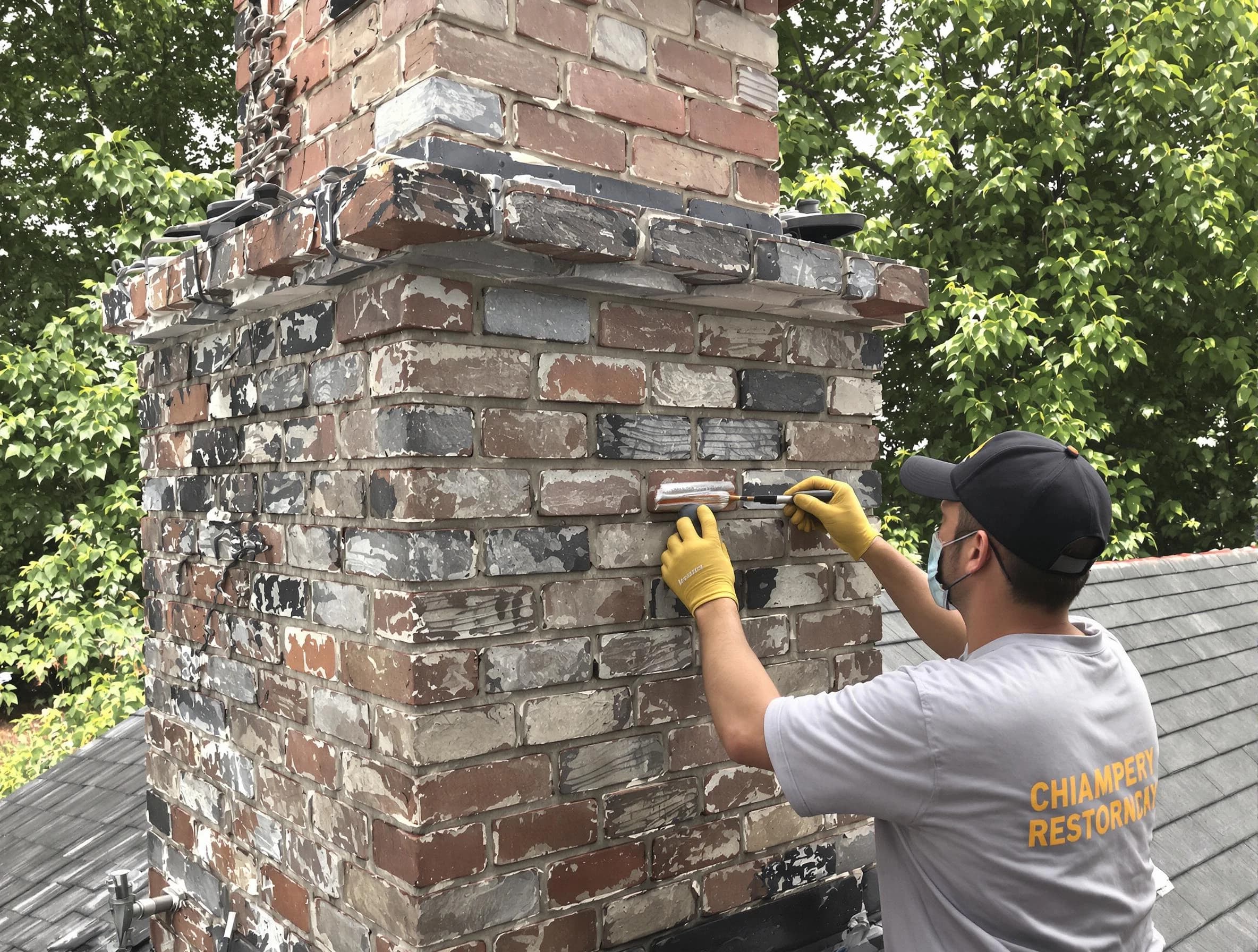 In-progress chimney restoration by South Plainfield Chimney Sweep in South Plainfield, NJ