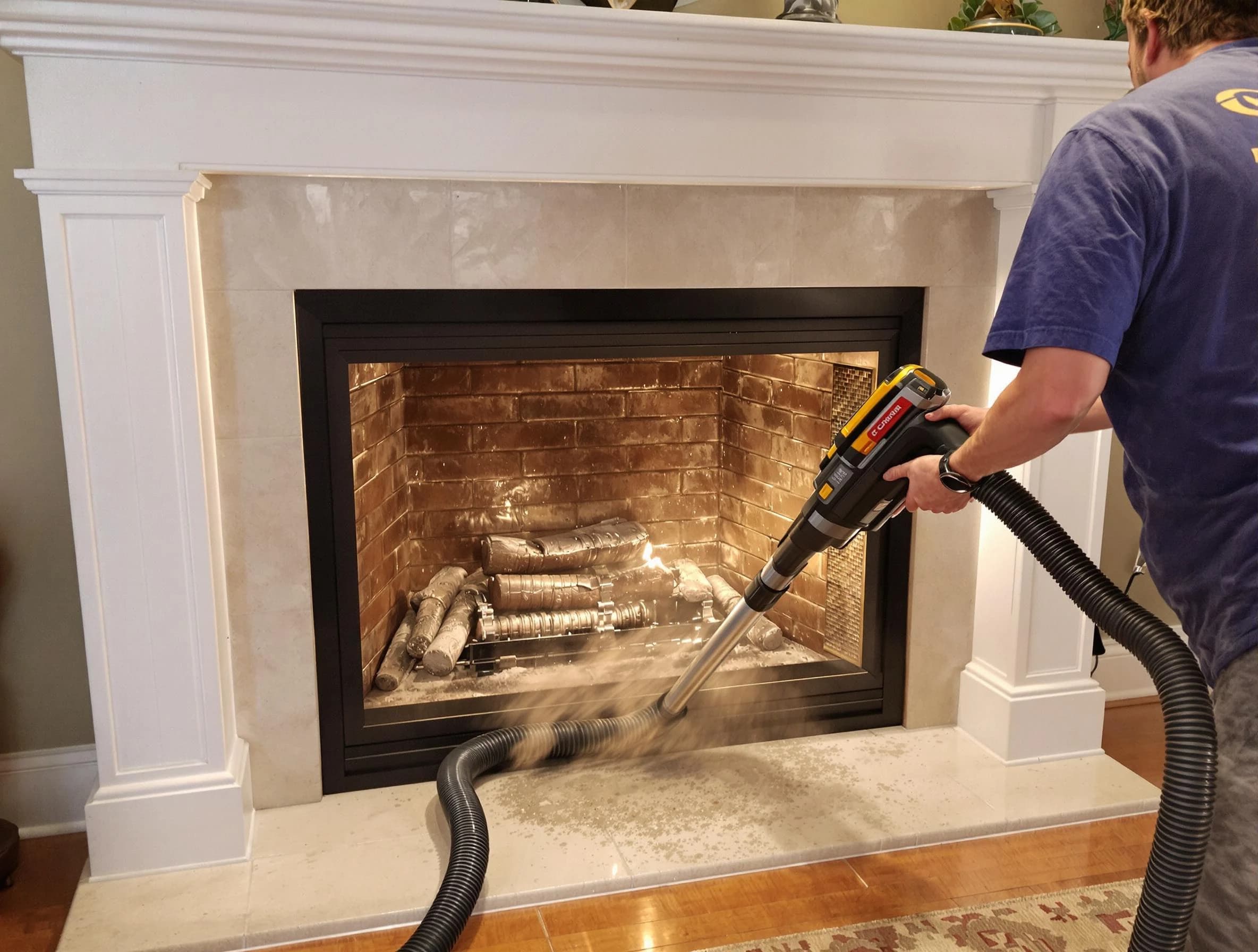 Fireplace cleaning performed by South Plainfield Chimney Sweep in South Plainfield, NJ