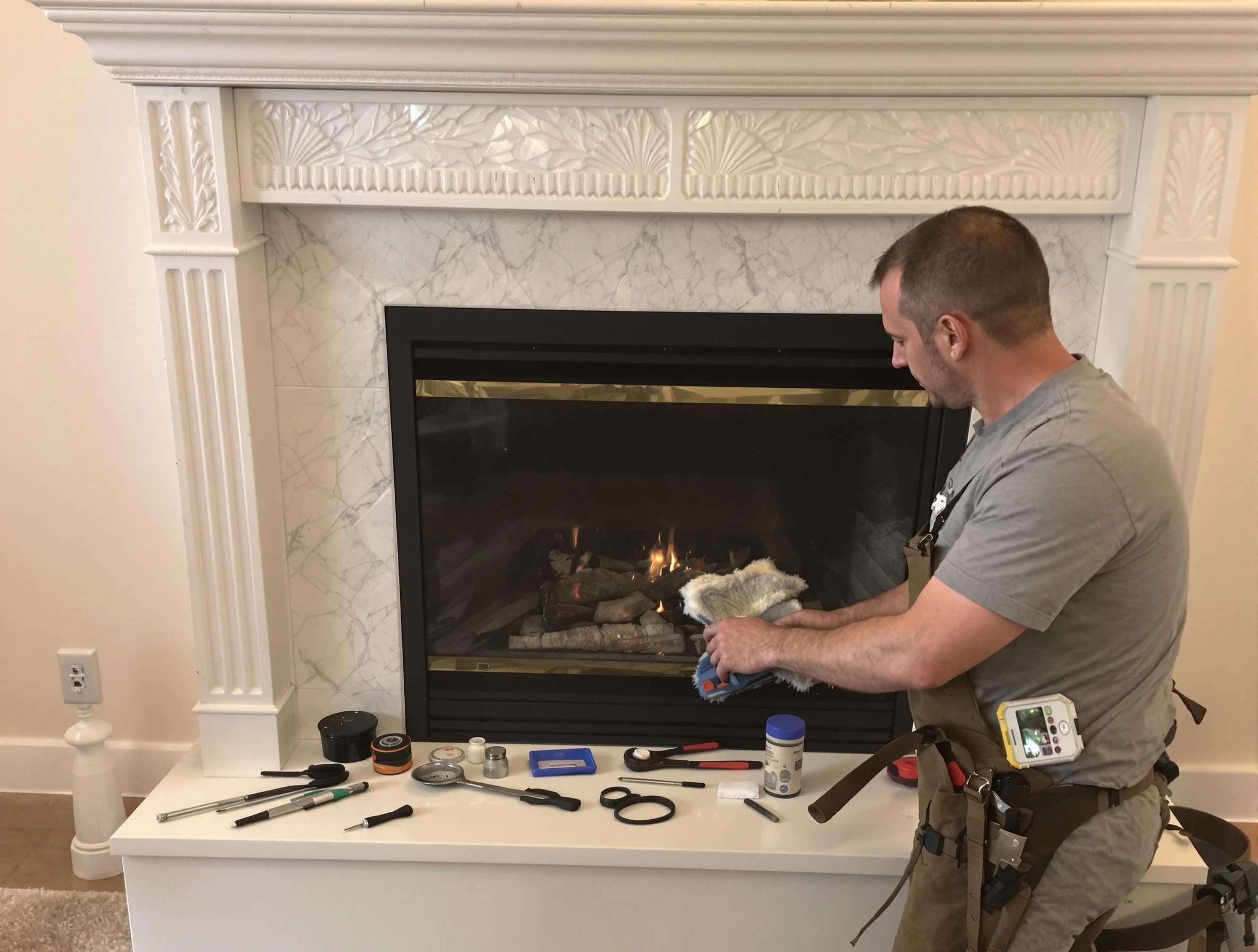 South Plainfield Chimney Sweep performing fireplace maintenance in South Plainfield, NJ